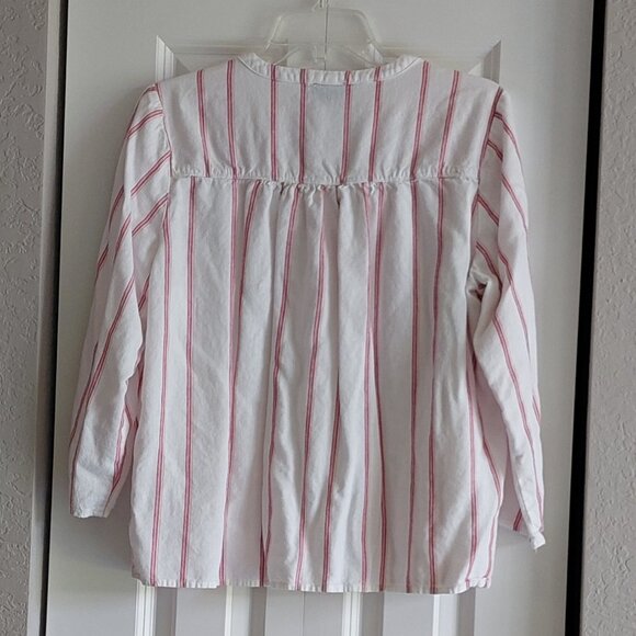Splendid 3/4 Sleeve Red Stripe Linen Blend Blouse Women's Size L - Picture 5 of 9